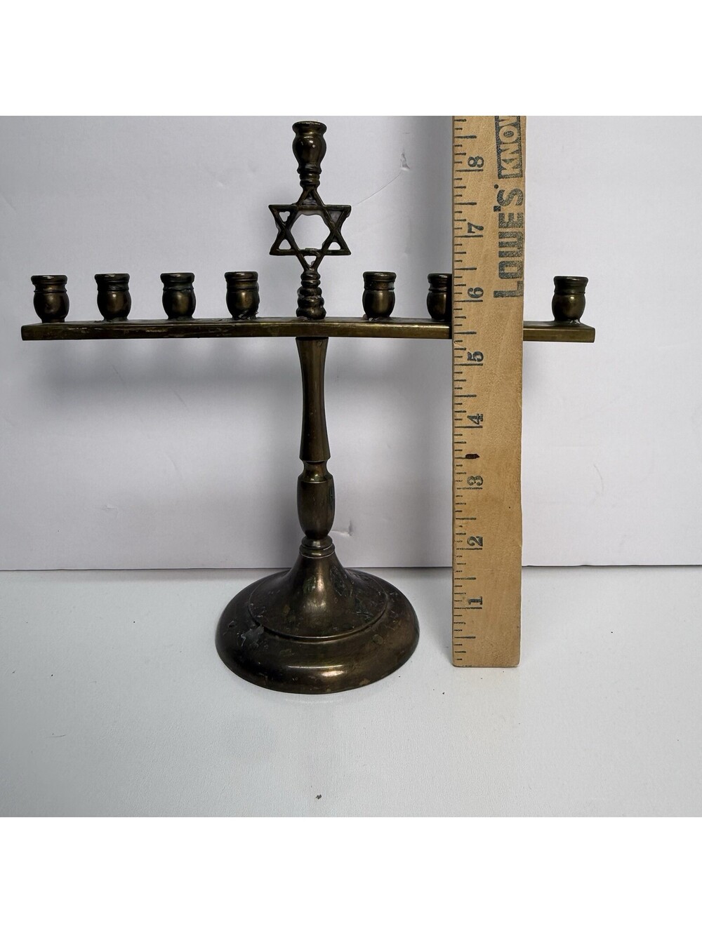 Vintage Solid Brass Menorah With Star of David Candelabra Judaism Candle Holder - Picture 8 of 8